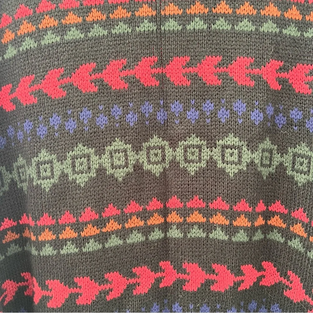 Vintage Fair Isle Print Sweater Cardigan